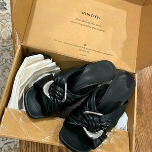 Vince Qiqi Leather City Black Sandal